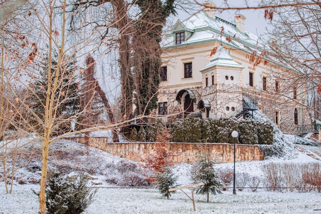 Palača Odrowążów zimi